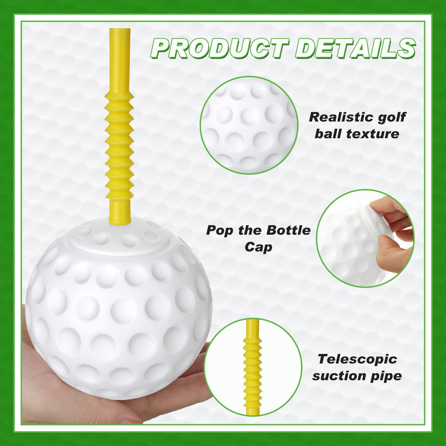 Golf Ball Cups with Lid and Straw 14 oz Golf Party Decorations Plastic Golf Party Favors Shaped Golf Decorations for Party Golf