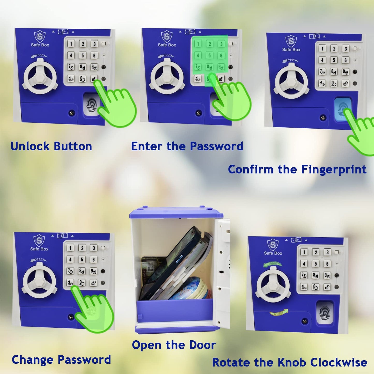 Litpggy Kids Safe Bank With Fingerprint Password Talking Atm Piggy Bank For Real Money Toy Gift For 5-14 Years Old Boys Girls (P