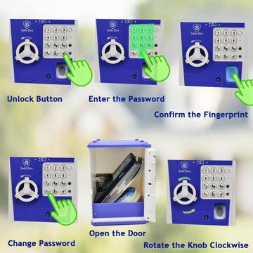 Litpggy Kids Safe Bank With Fingerprint Password Talking Atm Piggy Bank For Real Money Toy Gift For 5-14 Years Old Boys Girls (P