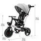 UBRAVOO 6-in-1 Baby Tricycle, Carbon Steel, White, Adjustable Canopy, Safety Harness, Model HLF-6018