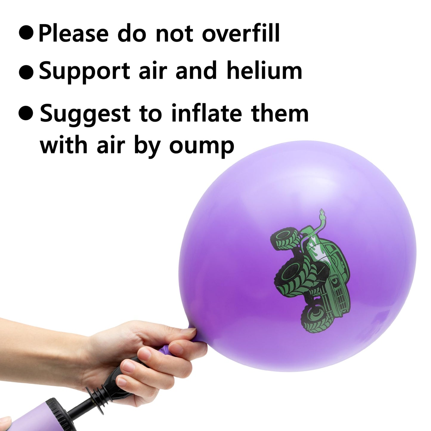 Haooryx Monster Truck Birthday Balloon - 50Pcs Green Purple Monster Truck Lightning Print Latex Balloon Kit For Kid Boy Baby Shower Happy Birthday Themed Party Decoration Photo Prop Backdrop Supply