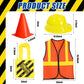 Gejoy 48 Pcs Kids Construction Birthday Party Supplies Worker Costume Role Play Construction Hats And Vests For Kids Tote Bag And Traffic Cones For Dress Up Supplies