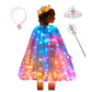 Ledpaty Girls Princess Cape Sets Led Light Up Cloaks Halloween Dress Up With Tiara Crown, Wand,Necklace(White, M5-6Y)