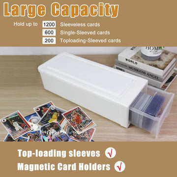 Flythww Toploader Storage Box, Trading Card Storage Box With 6 Dividers, Hard Plastic Box For Top Loaders, Sports Card Storage C