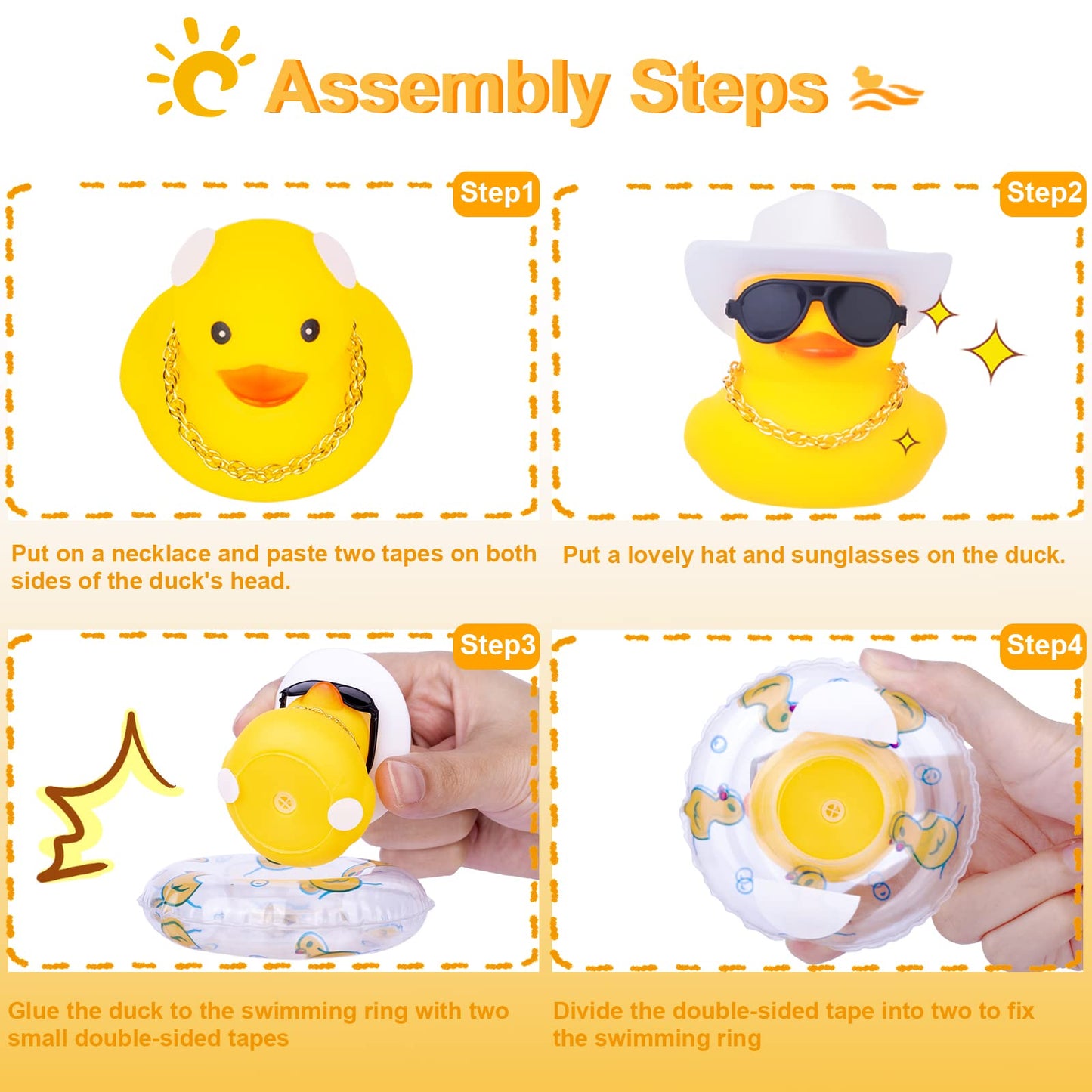 Mumyer Car Rubber Duck 2Pcs Duck Car Dashboard Decorations Yellow Duck Car Ornaments For Car Dashboard Decoration Accessories Wi