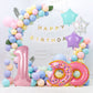 Dripykiaa 6 Pcs Donut Balloon Bouquet 40    Pink One Year Old Balloon Set For First Birthday Donuts Foil Helium Balloons Sweet O