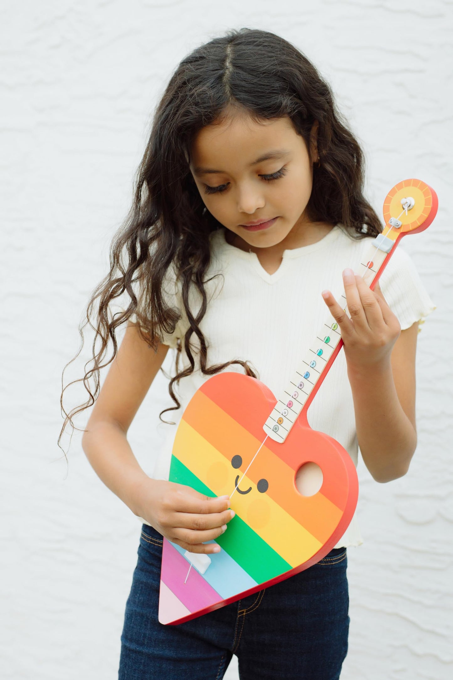 Tinkertar - Rainbow Heart - The Easiest Way To Start And Learn Guitar - Premium Wood Construction - 1 Stringed Toy Instrument Fo