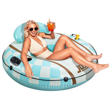 JOSEN River Floats for Adults Heavy Duty 350lb, XL River Tubes for Floating - 53'' Large Pool Floats Adult with 2 Cup Holders, I