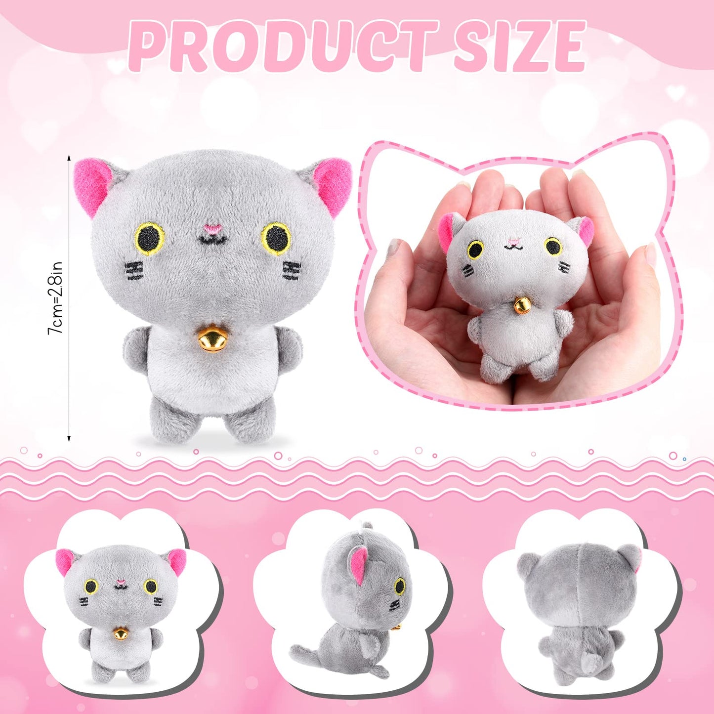 Zomiboo 9 Pcs Cat Stuffed Animals Bulk Mini Plush Cat Pig Stuffed Kitten Soft Doll Piggy Plush Toys Ornament For Diy Keychain Ha