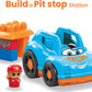 Mega BLOKS First Builders Toddler Building Blocks Toy Set, Ricky Race Car with 6 Pieces and Storage, 1 Figure, Blue, Ages 1+ Yea