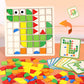 Mosaic Shape Wooden Pattern Blocks Puzzle, 120 Pcs Wooden Pattern Blocks With 20 Pcs Design Cards,Kindergarten Classic Education