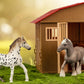 8 In 1 Horse Toy Set For Girl Age 6-12, 8 Pcs Realistic 5 Inch Plastic Horse Figure With Horse Stable, Horse Toy Figurine Farm A