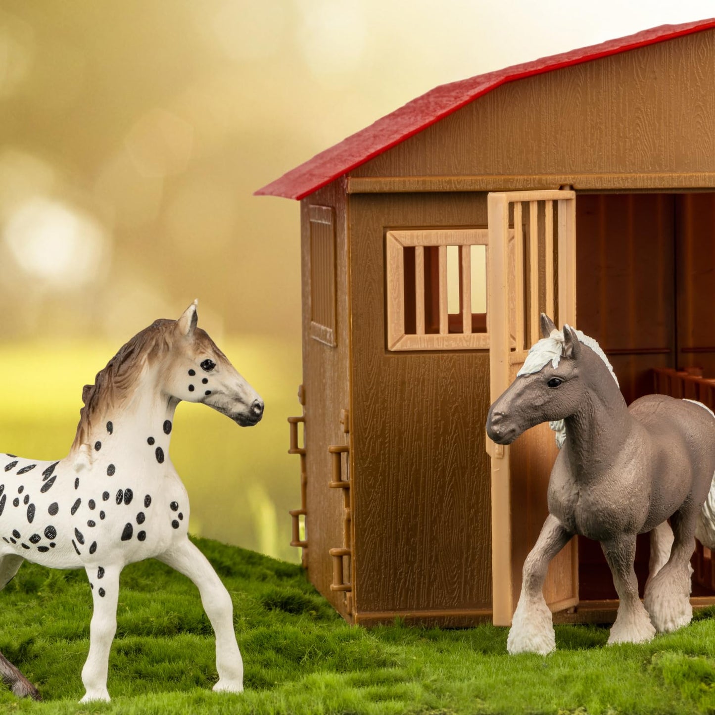 8 In 1 Horse Toy Set For Girl Age 6-12, 8 Pcs Realistic 5 Inch Plastic Horse Figure With Horse Stable, Horse Toy Figurine Farm A