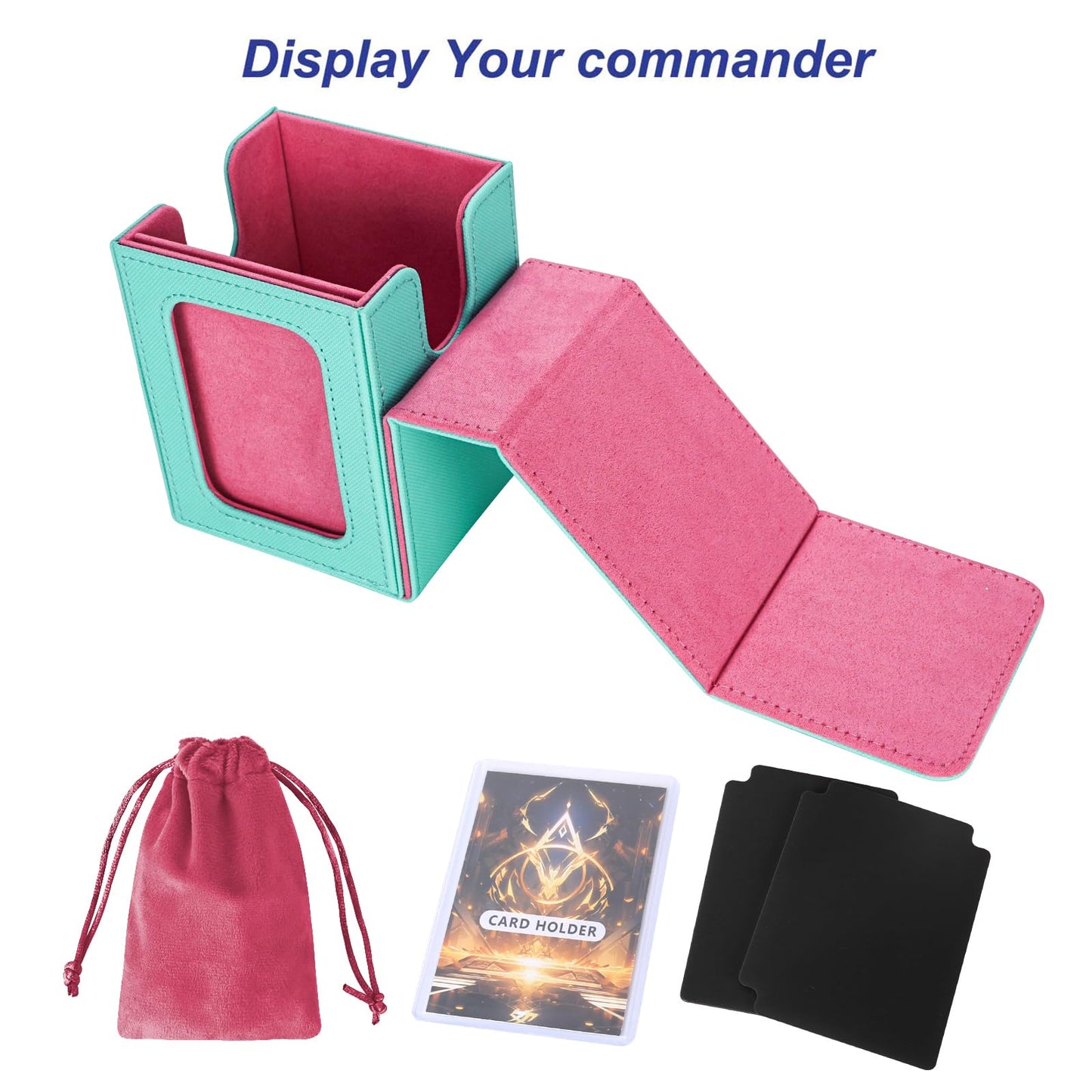 Afiing Mtg Deck Box For Commander Display,Card Deck Case Fits 100 Double Sleeved Cards, Magic Commander Tcg Card Storage Box Wit