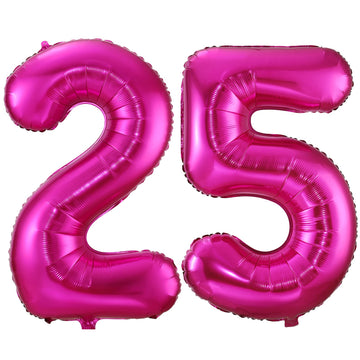 Hot Pink 25 Balloon Numbers,40 Inch 25 Or 52 Birthday Balloon Foil Mylar Number 25 Balloon Large Dark Pink Number Balloons For Birthday Party Anniversary Festival Decorations