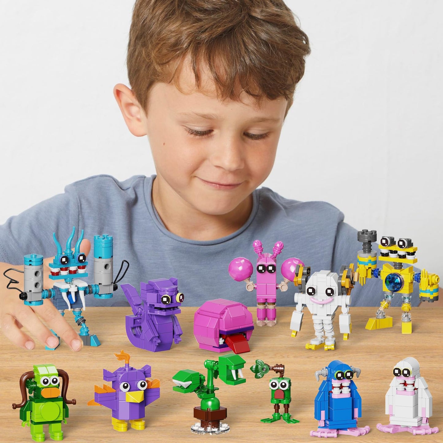 12 In 1 Singing Monster Figures Building Set, Wubbox Monsters Action Figure Game Toy Collectible Decoration Building Toy Compati