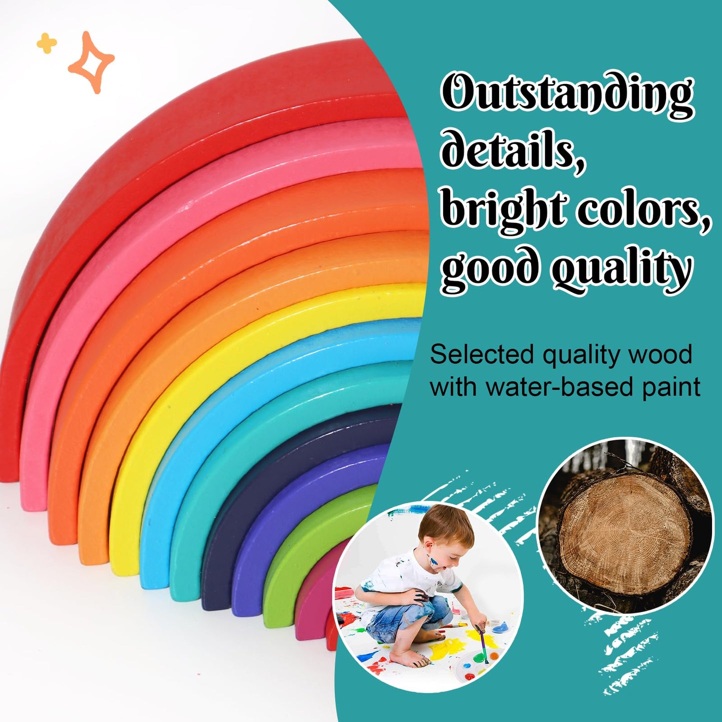 Montessori Rainbow Arch Building Blocks - 12-Piece Creative Stacking Toy for Kids, Multifunctional Educational Playset for Fine