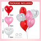 TONIFUL 30Pcs 18 Inch Heart Balloons Red Silver Pink Valentines Day Heart Shape Foil Mylar Balloons Decoration for Valentines D