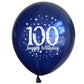UniBirthLon 18Pcs Happy Birthday Balloons Set, Navy Blue & Silver, Confetti Latex for 100th Birthday Party Decorations