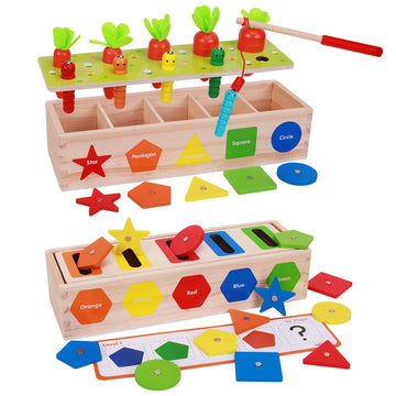 AISHUN Montessori for Toddlers  Magnetic Color Shape Sorting Matching Box Early Learning Toys Wooden Educational Toy  Fine Motor Skills Toys for Boys Girls (New)
