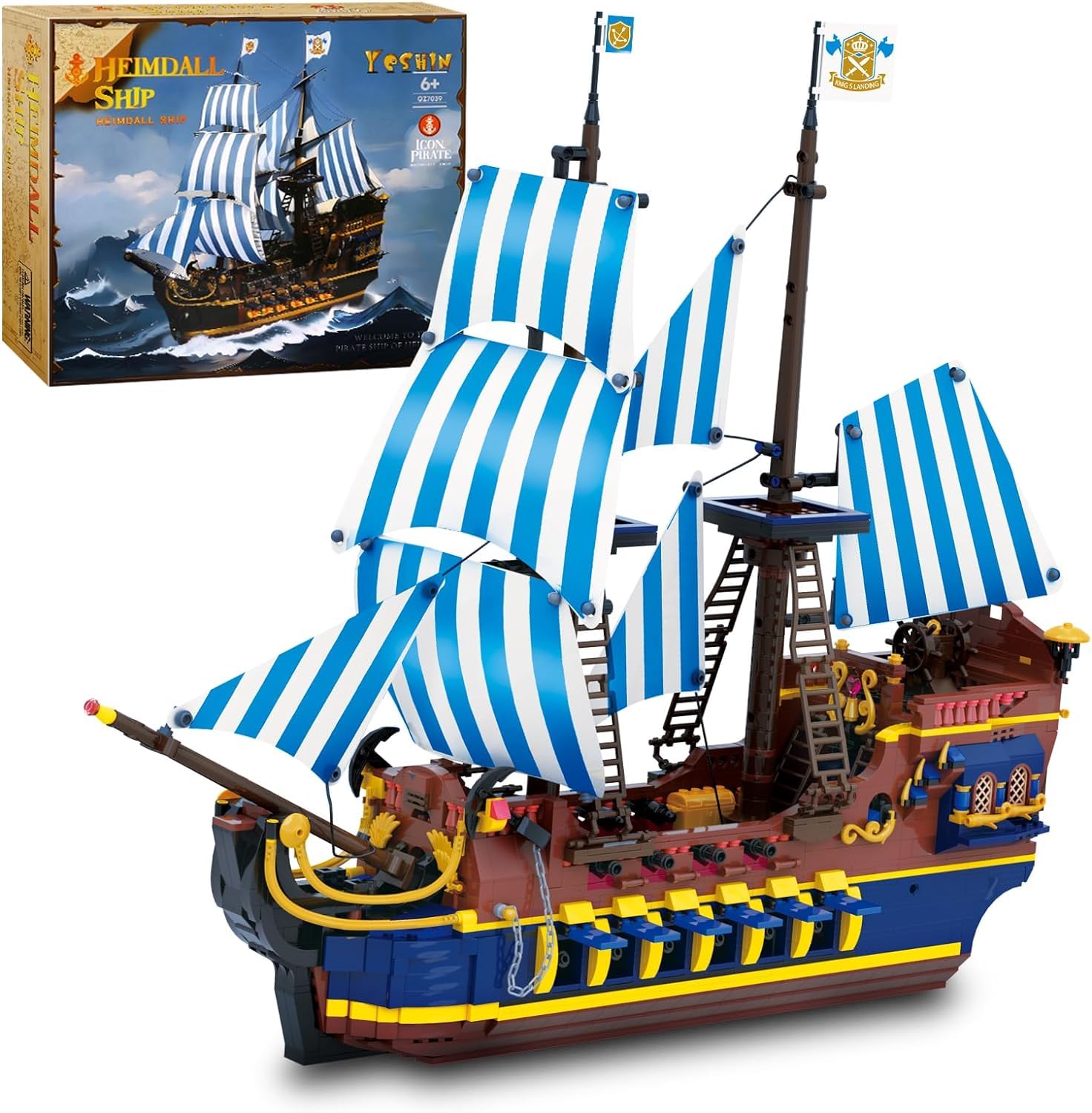 YESHIN Pirates Ship Model Building Blocks Kits  MOC Sailboat Model Construction Set to Build  Gift for Kids Age 8+/mature-themed Collections Enthusiasts (2010+Pieces)