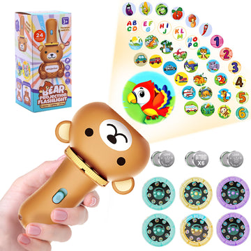 Kids Flashlight Color Projector With 48 Patterns , Include Dinosaurs, Vehicles, Animals, 26 Letter Educational Learning Projecto