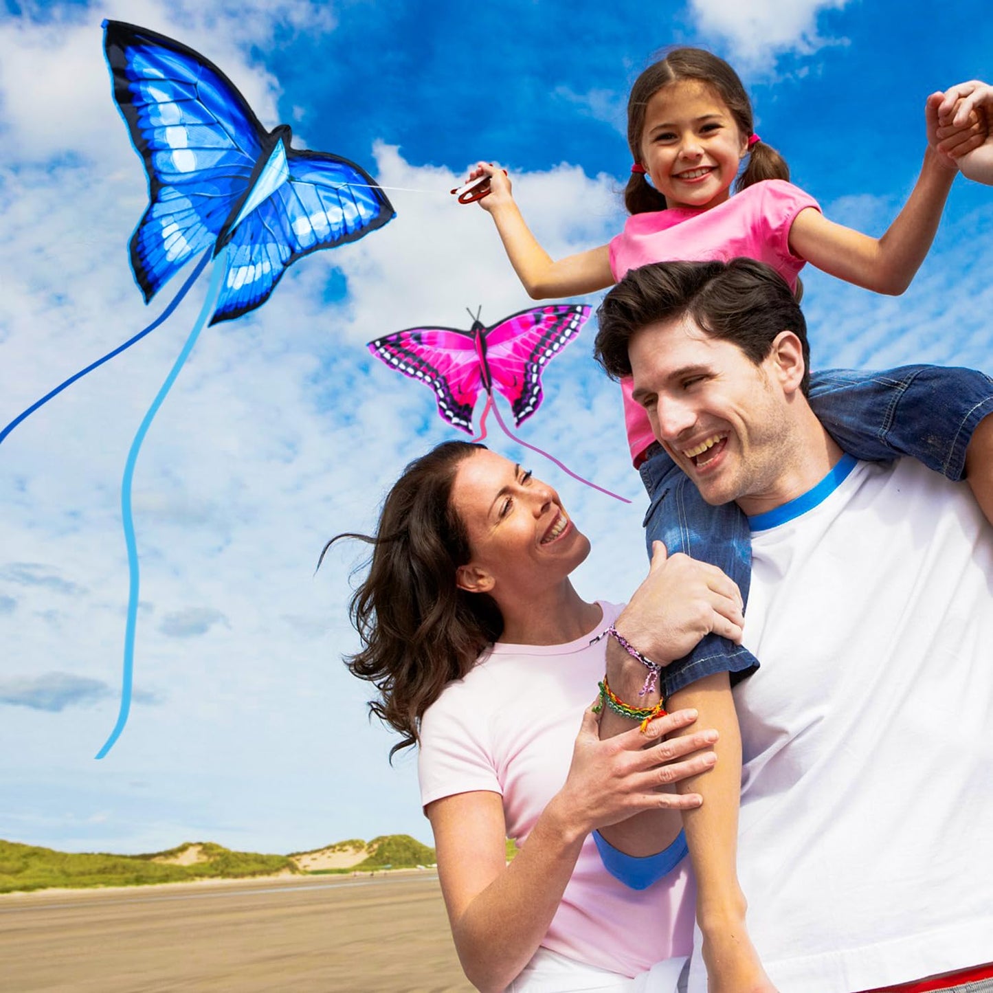 TOY Life 2 Pack Kites for Kids Ages 4-8 8-12, Large Butterfly Kites for Adults and Toddlers Age 3-5, Outdoor Toy Games Beach Kit