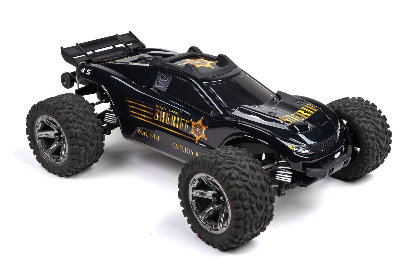 SummitLink Police Style Body for Rustler 4X4 RC Car - Black, Plastic, Model Rustler4X4PoliceB1