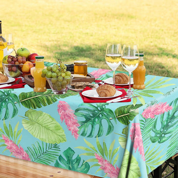Pymurod 3 Pack Tropical Tablecloths Hawaiian Luau Party Decorations Aloha Tropical Table Cloths Hawaiian Palm Leaves Tablecloth