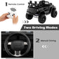 Olakids Kids Ride On Truck, 12V Electric Vehicle Jeep Car With Remote Control, Toddlers Battery Powered Toy With 2 Speeds, Spring Suspension, Double Open Doors, Led Lights, Music, Tf, Usb, Mp3 (Black)