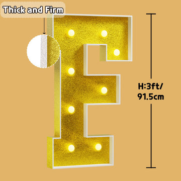 Imprsv Marquee Letters Gold 3Ft: Golden Party Decor - Light Up Letter F Large 3 Feet Tall - Party Decorations Letter For Birthda