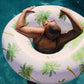 Rae Dunn x CocoNut Float Beach Vibes Palm Tree Pattern Ring Float - mature-themed Size Large 48 Inch Inflatable Raft & Durable Water Inner Tube - Stable Ride-On for Summer Parties & Swim Events