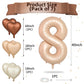 Biapian 40 Inch Light Brown Number 8 Balloons, Caramel Giant 8Th Birthday Balloons With Foil Cream Heart Balloon Helium For 8Th