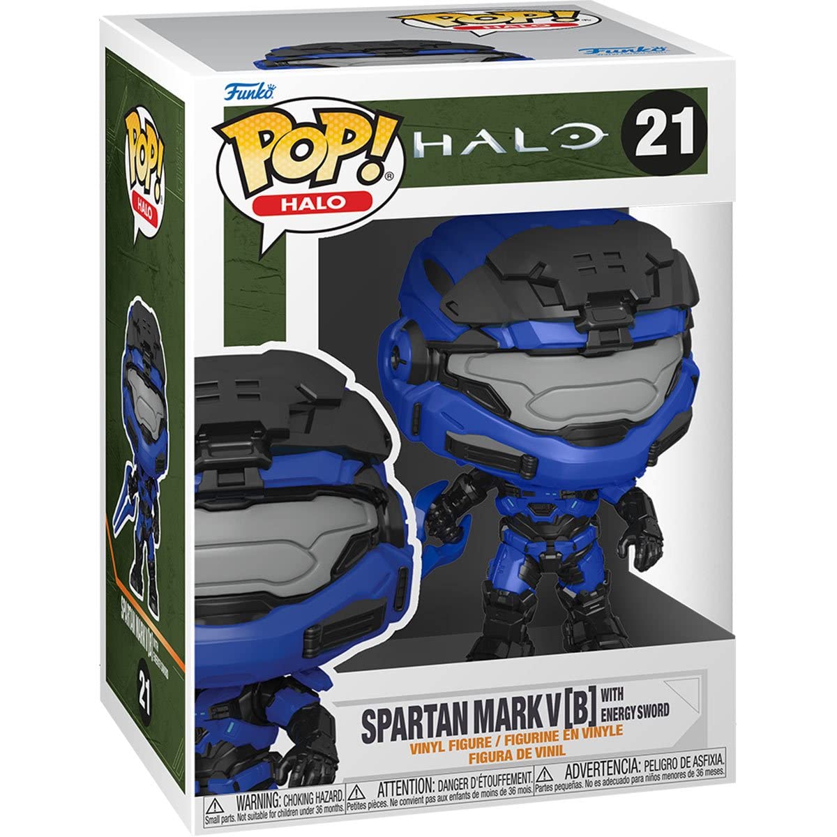 POP Halo Infinite - Spartan Mark V with Blue Energy decorative replica blade Funko Vinyl Figure (Bundled with Compatible Box Protector Case)