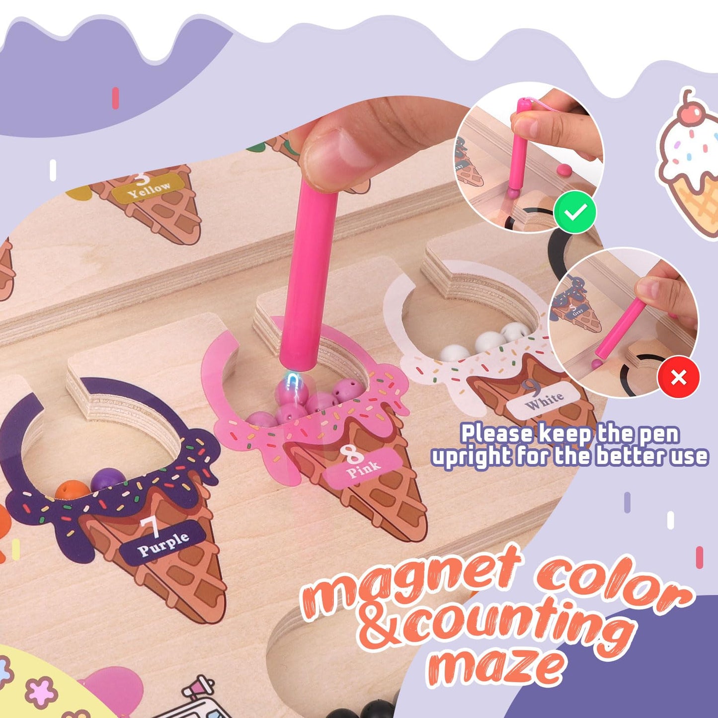 Montessori Magnetic Color And Number Maze Toy For Toddler Girls, Fine Motor Skills Board, Learning And Educational Birthday Gift