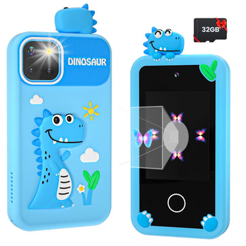 Kids Smart Phone for Boys with 32G Card & Holographic Pyramid, Christmas Birthday Gifts for Age 3-10 Kids Toys Cell Phone, 2.8''