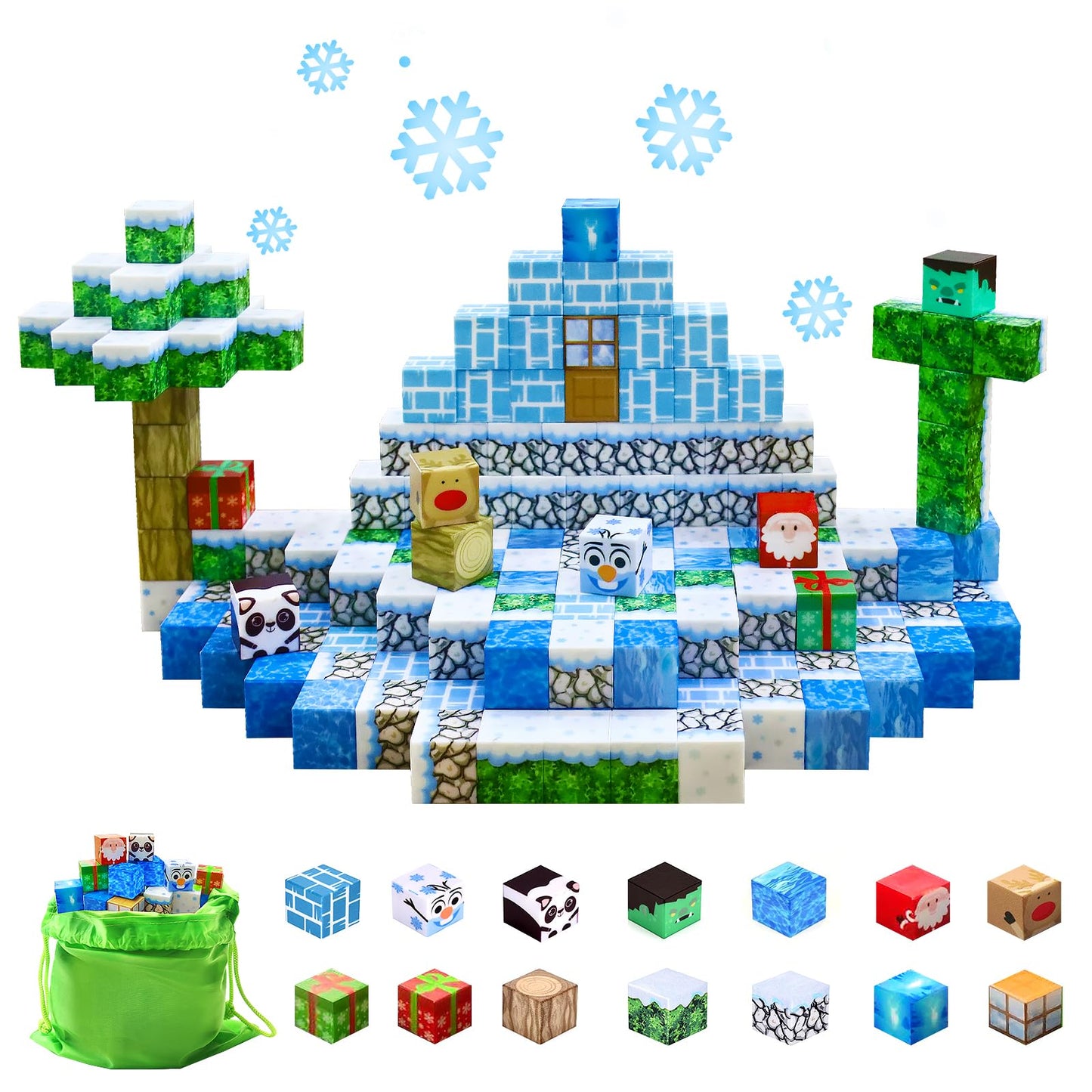 Aleath 100Pcs Magnetic Building Blocks-For Kids, Chirstmas Build Magnet World Set For 3-10 Years Old Boys & Girls Magnetic Build