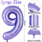 Purple Number 9 Balloon 40 Inch, Big Large Foil Helium Number Balloons, Giant Mylar Number 9 Balloons For 9 Year Old Birthday An