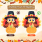 Thinkday 37 Pieces Thanksgiving Craft Kit Felt Turkey Craft, Fall DIY Turkey Pumpkin Felt Set, 36 Detachable Fall Maple Leaf Pin