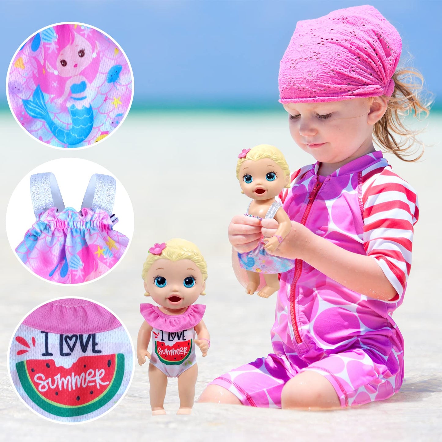 Alive Baby Clothes, 7 Sets Baby Doll Clothes Accessories Dress Swimsuit Outfit For 10-12 Inch Dolls Girls Birthday Xmas