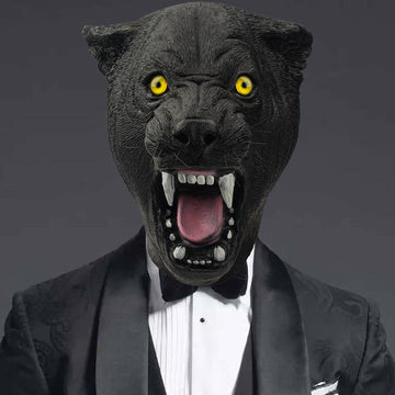 PartyHop Black Panther Mask Leopard Wild Animal Latex Full Head Realistic Masks Fancy Dress Costume for Halloween Party