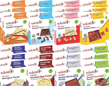Braintastic All Ages Wooden Puzzle,Travel Board Game Learning & Creative Educational Intelligence Brain Games,Pack Of 24(3X8 Diy