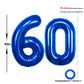 40 Inch Number 60 Balloon Blue Jumbo Giant Big Large Number 60 Foil Mylar Blue Balloons 60Th Birthday Party Anniversary Decorati