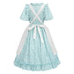 Ltakk Pioneer Dress Girls Colonial Costume Prairie Pilgrim Girl Dresses With Pinafore, Egg Blue, Xl, Age Over 4 Years Old