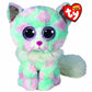 Ty 2008079 Opal, Topseller, Sammeln, Spielen, Kuscheln, Bliebt, Süß, Außergwöhnlich, Fantastisch Cat Plush Toy, Green/Pink, 23 Cm