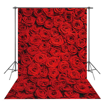 RUINI Floral Wedding Photography Backdrop, Red Roses, 5x7FT, Vinyl Material, Model RUINI_Flower034