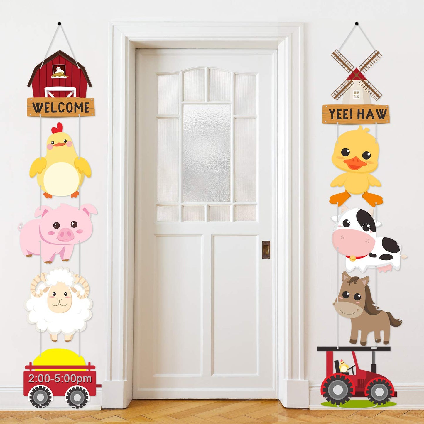 Farm Animal Themed Party Decorations, Farm Animal Cutouts Banner, Farm Animals Theme Party Door Signs for Baby Shower Family Reu