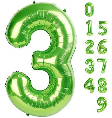 3 Balloon Number, 3Rd 3 Years Old Birthday Decorations For Boy, Three Rex Birthday Party Decorations, 40 Inch Light Green Large