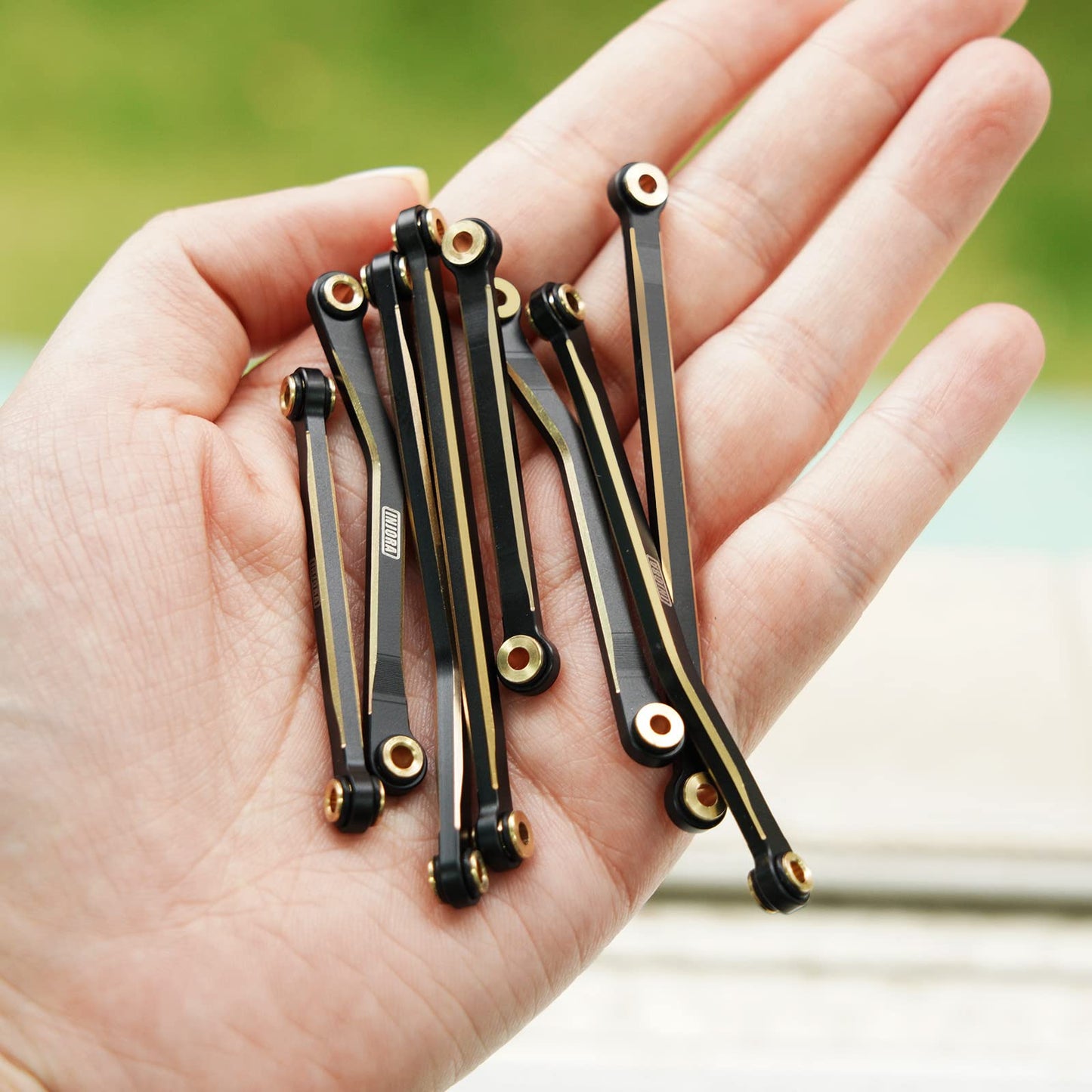 INJORA High Clearance Chassis Links Set Brass Black Coating Link for 1/18 TRX4M Upgrade Parts RC Crawler, 48g