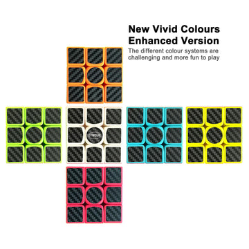 CFMOUR 3x3 Speed Cube - Fast Magic Carbon Fiber Puzzle Toy, Black, Model KB888T